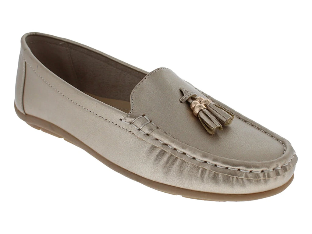 Zapatos Mocasines Comfort Fit Dorado para Mujer