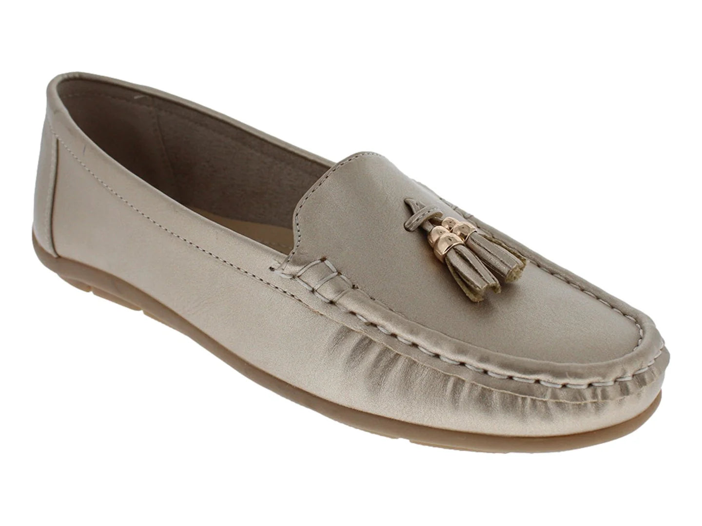 Zapatos Mocasines Comfort Fit Dorado para Mujer