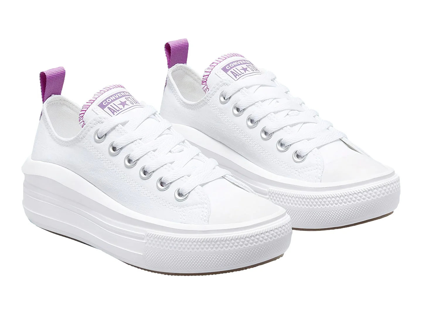 Tenis Converse Chuck Taylor All Star Move Blanco y Morado para Niña