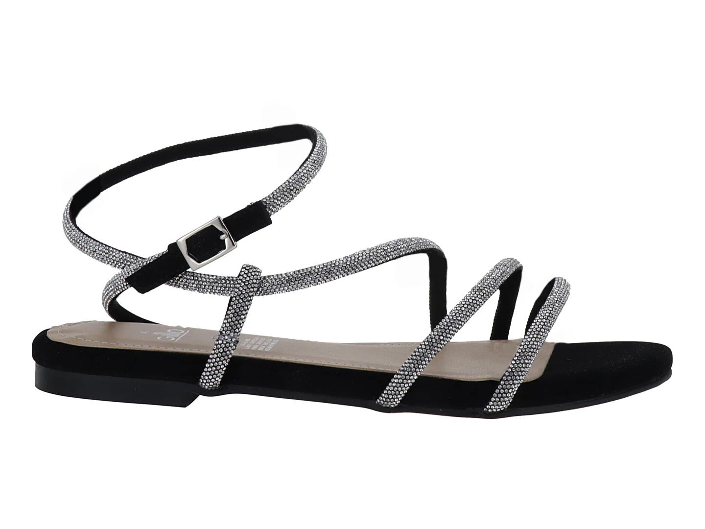 Sandalias Gillio Negro con Cristales para Mujer