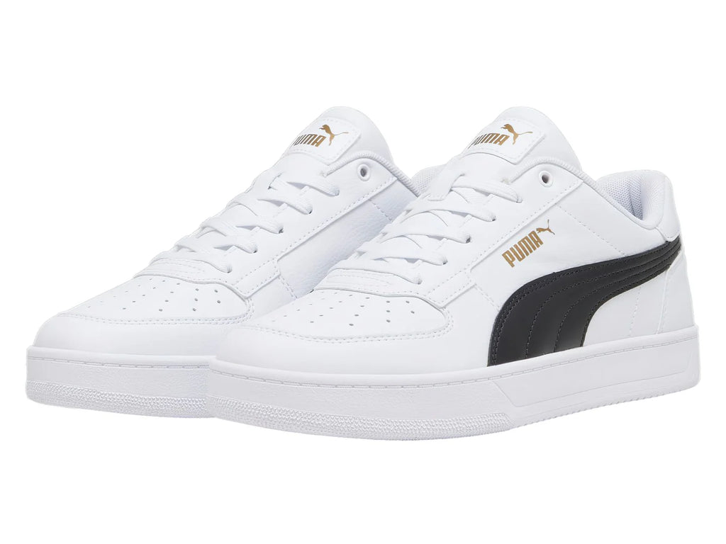 Tenis PUMA Caven 20 Blanco con Negro y Dorado para Hombre
