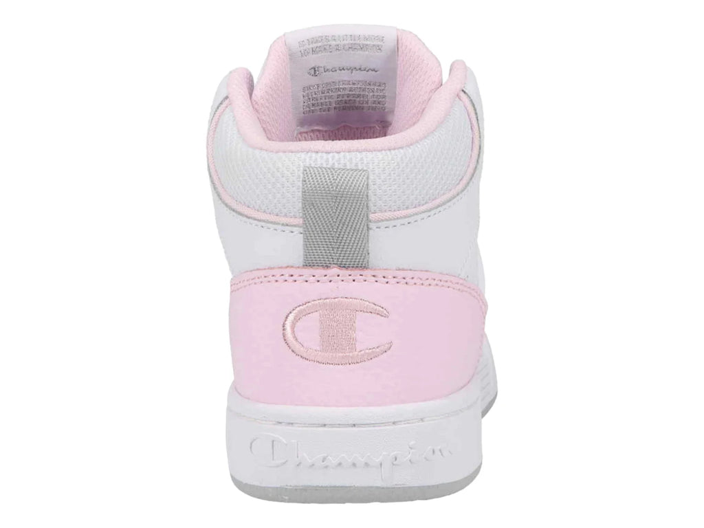Tenis Champion 5 on 5 Hi Blanco y Rosa para Niña
