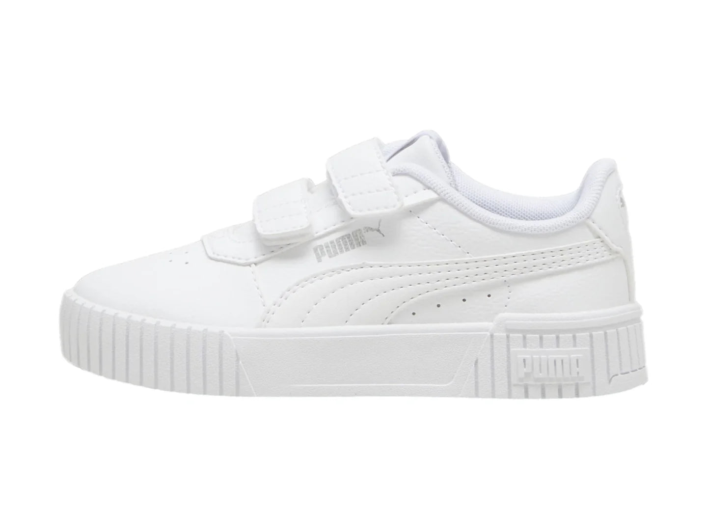 Tenis PUMA Carina 20 V Blanco y Plata para Niña
