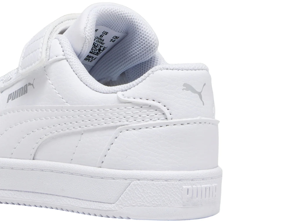 Tenis PUMA Caven 20 ACINF Blanco y Plata para Niño