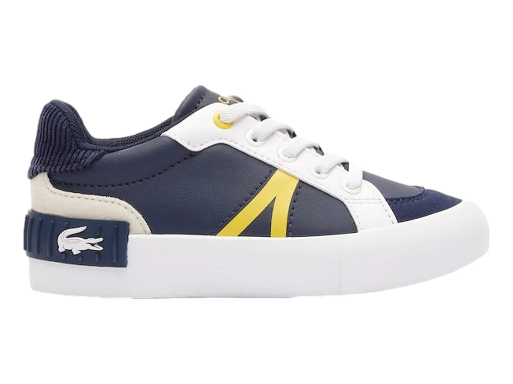 Tenis Lacoste L004 Azul Marino y Amarillo para Niño