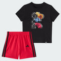 Kids' adidas Two-Piece Short Sleeve Graphic Cotton Tee and 3-Stripes Shorts Set