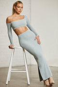 Low Rise Maxi Skirt in Green