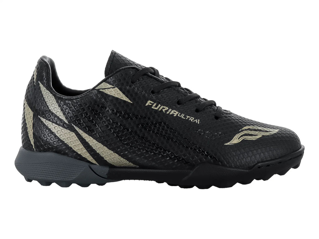 Tenis de Fútbol Furia Negro y Oro para Niño