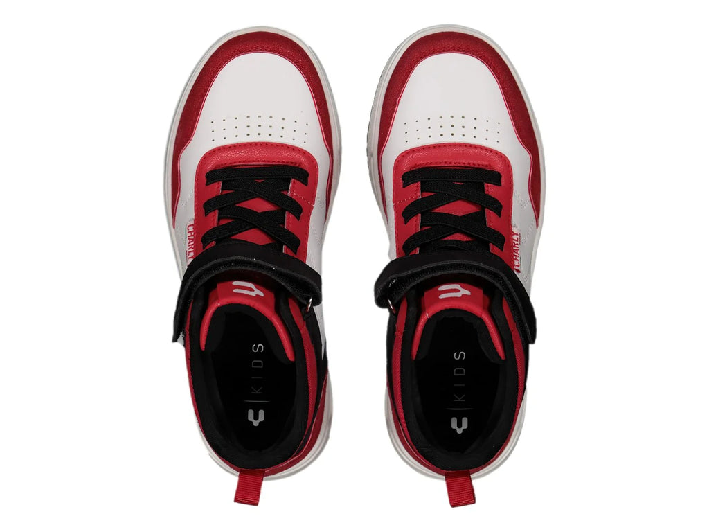 Tenis Charly Blanco Rojo Negro para Niño