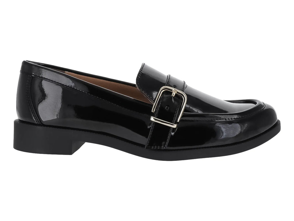 Mocasines Salamandra de Charol Negro para Mujer