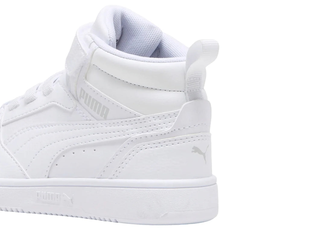Tenis PUMA Rebound V6 Mid Blancos para Niño