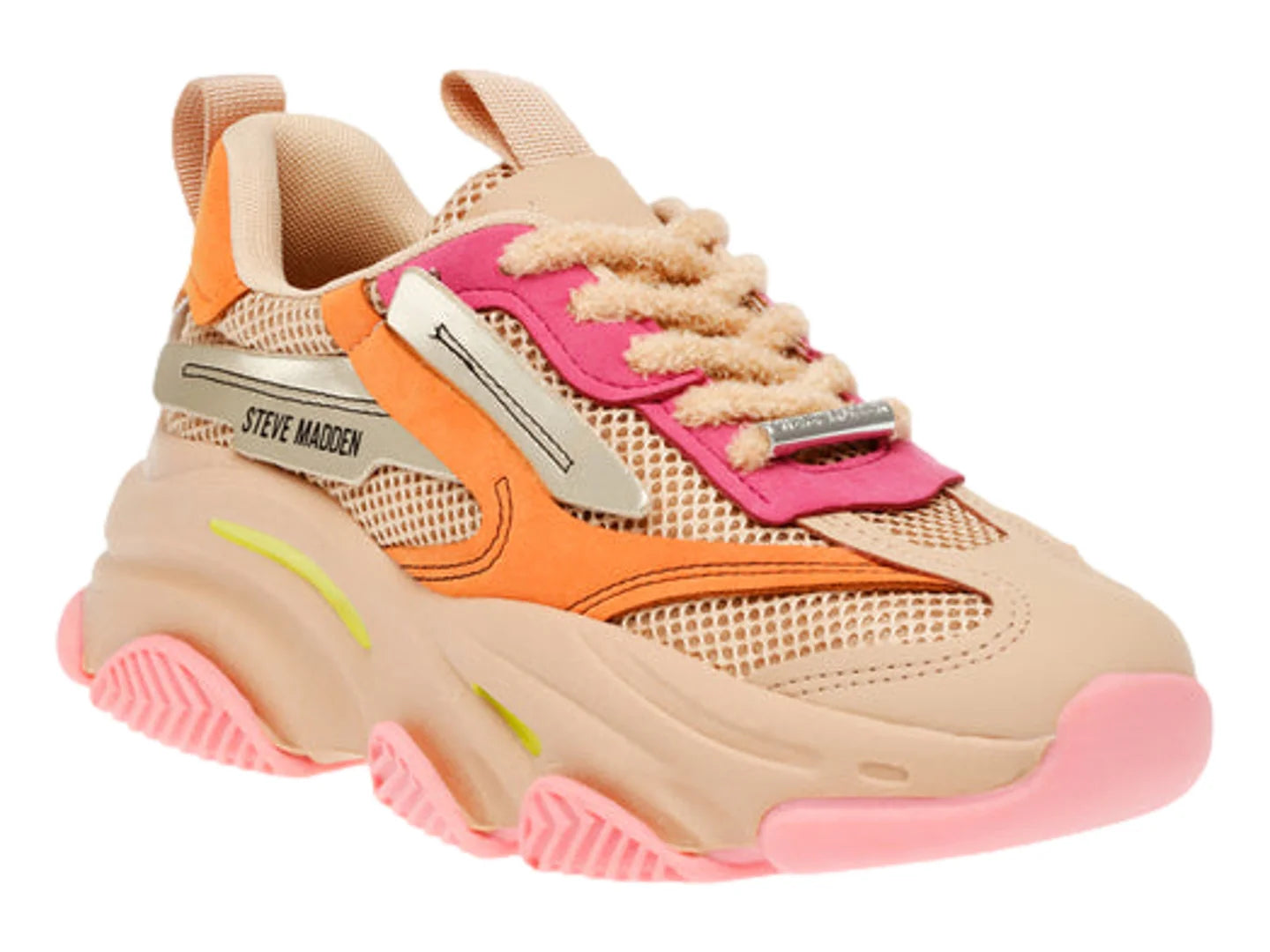 Tenis Steve Madden Chunky Natural y Naranja para Mujer