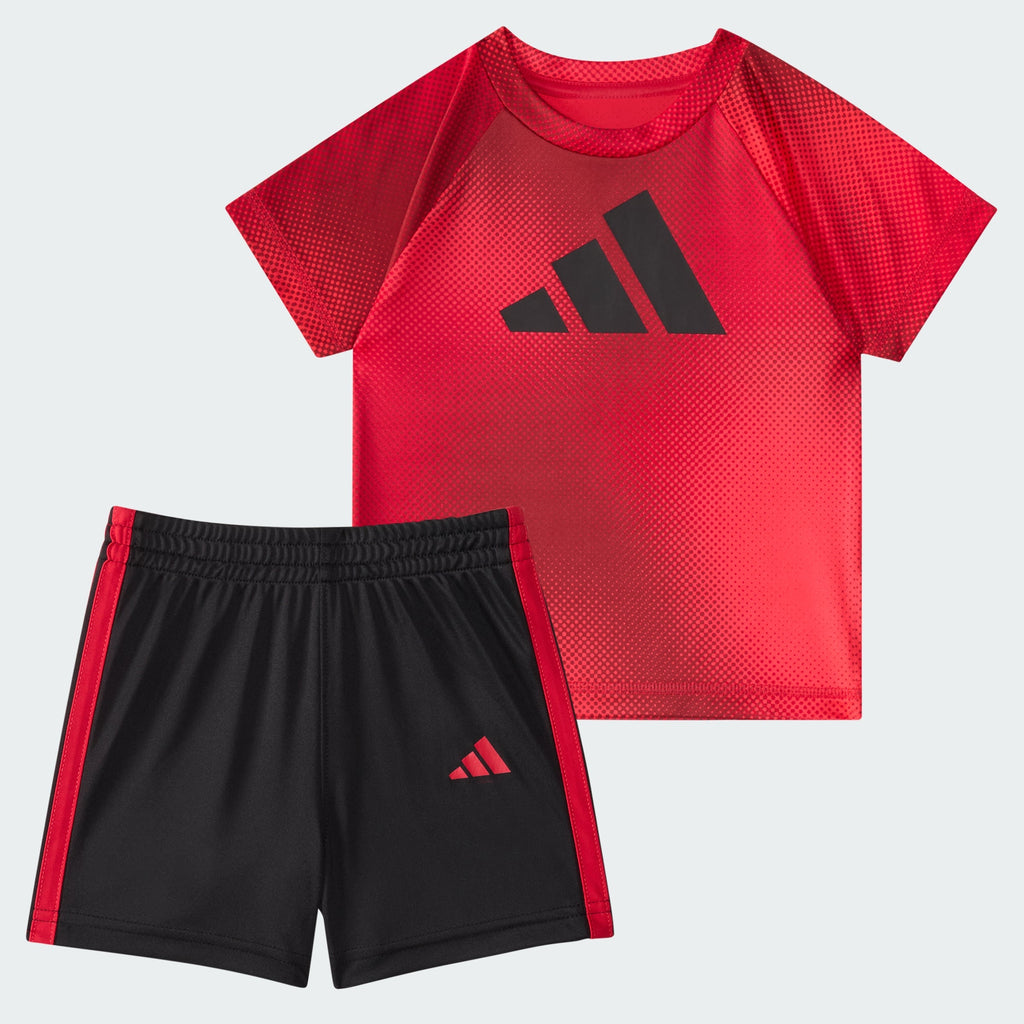 Kids' adidas Two-Piece Short Sleeve Raglan Printed Tee and Shorts Set