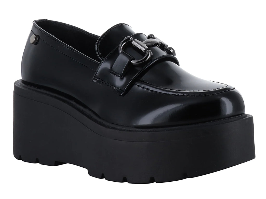 Mocasines Solie Negro Alto Brillo para Mujer