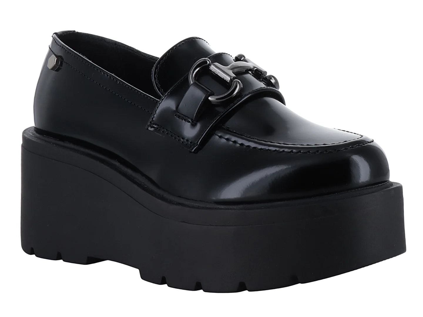 Mocasines Solie Negro Alto Brillo para Mujer