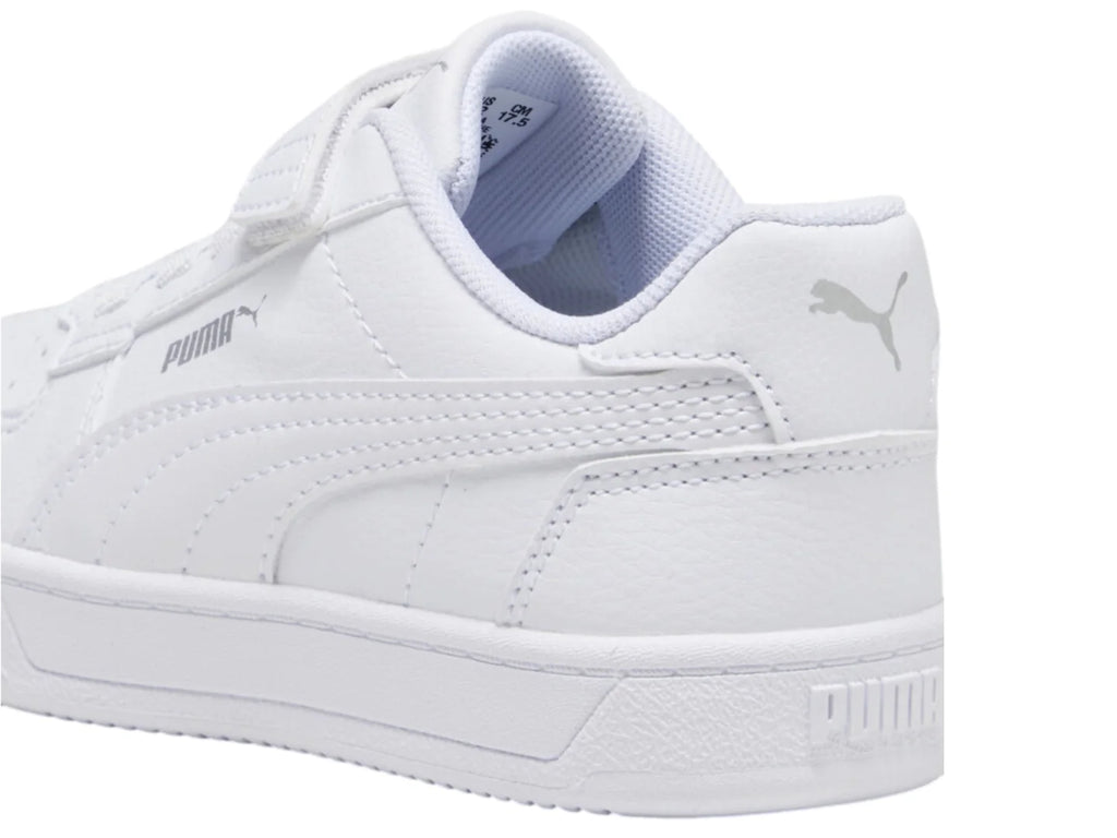 Tenis Puma Caven 20 Blanco y Plata para Niño