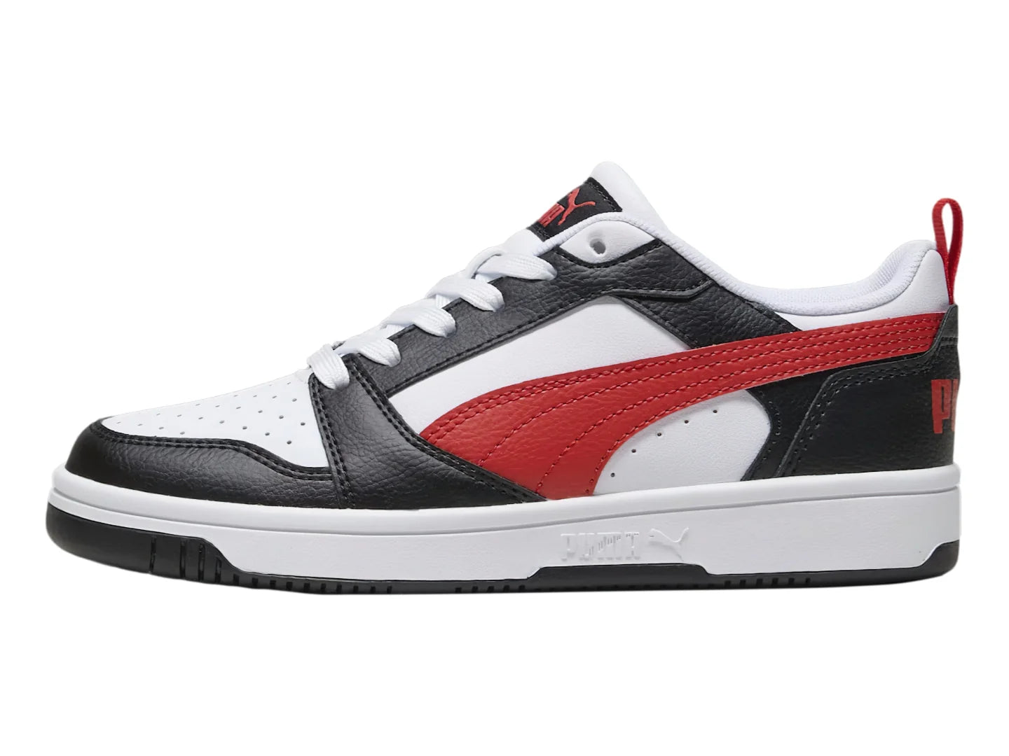 Tenis PUMA Rebound V6 Lo Blanco con Rojo para Niño