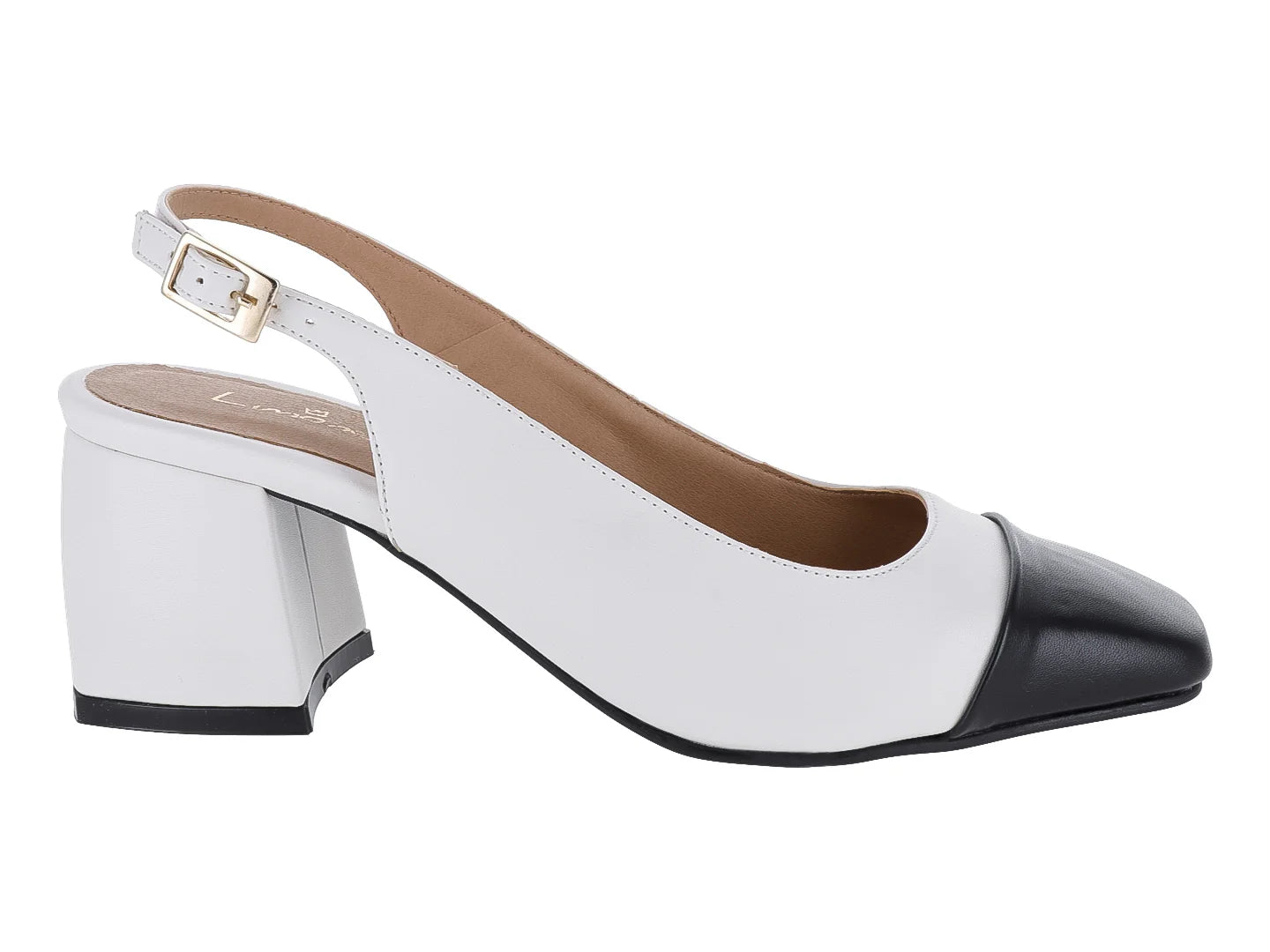 Zapatos Tacón Cuadrado Clinton Blanco y Negro para Mujer