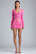 Ruched Mid-Rise Micro Mini Skirt in Bubblegum Pink