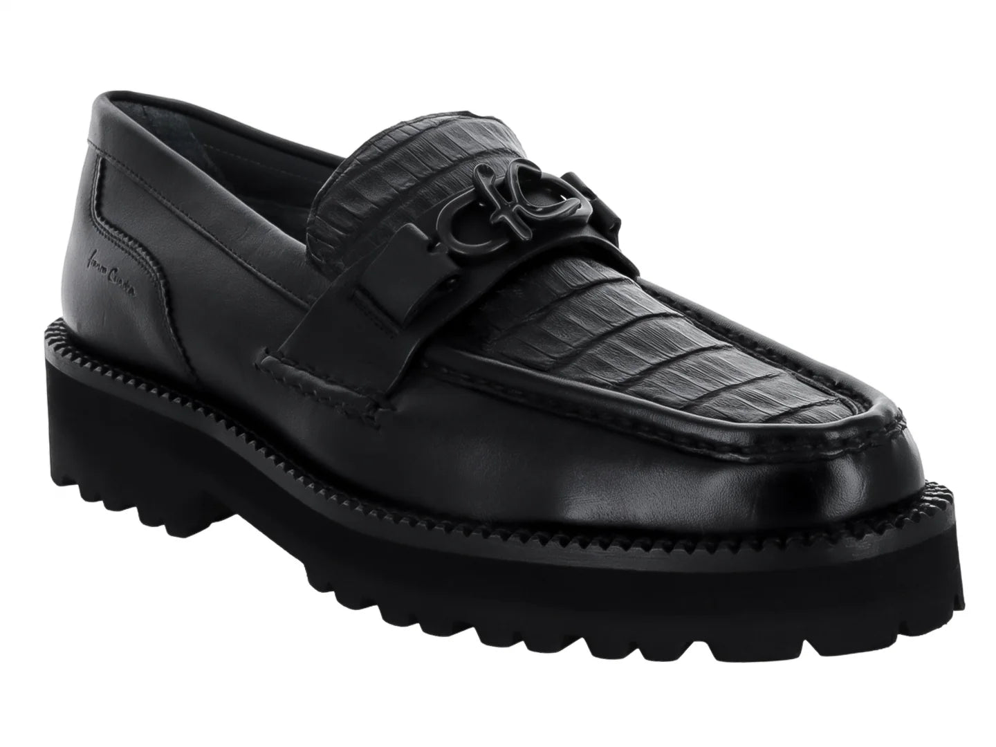 Zapatos Cuadra de Piel de Caimán Negro para Hombre