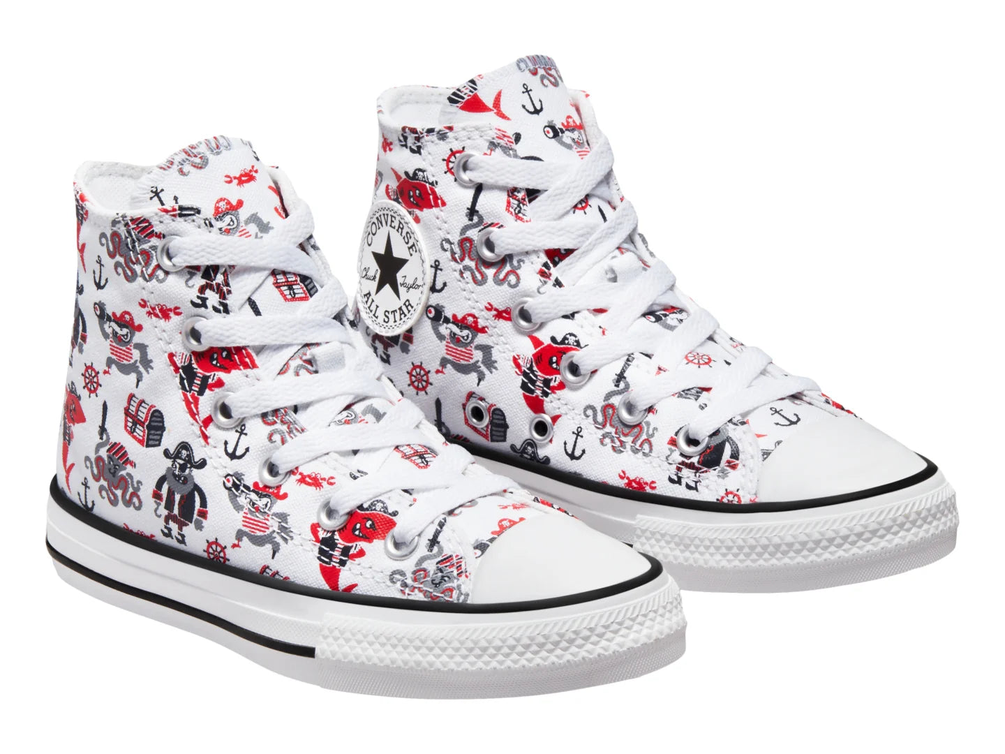 Tenis Converse Chuck Taylor All Star Hi Blanco y Rojo para Niño