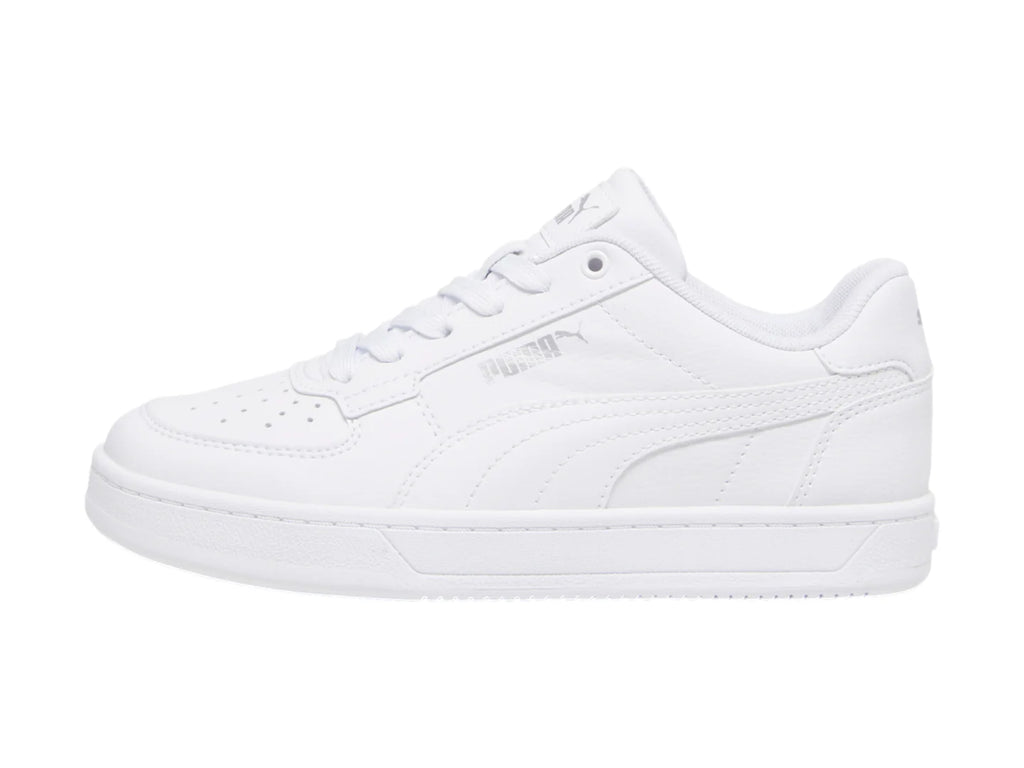 Tenis PUMA Caven 20 Blanco y Plata para Niño