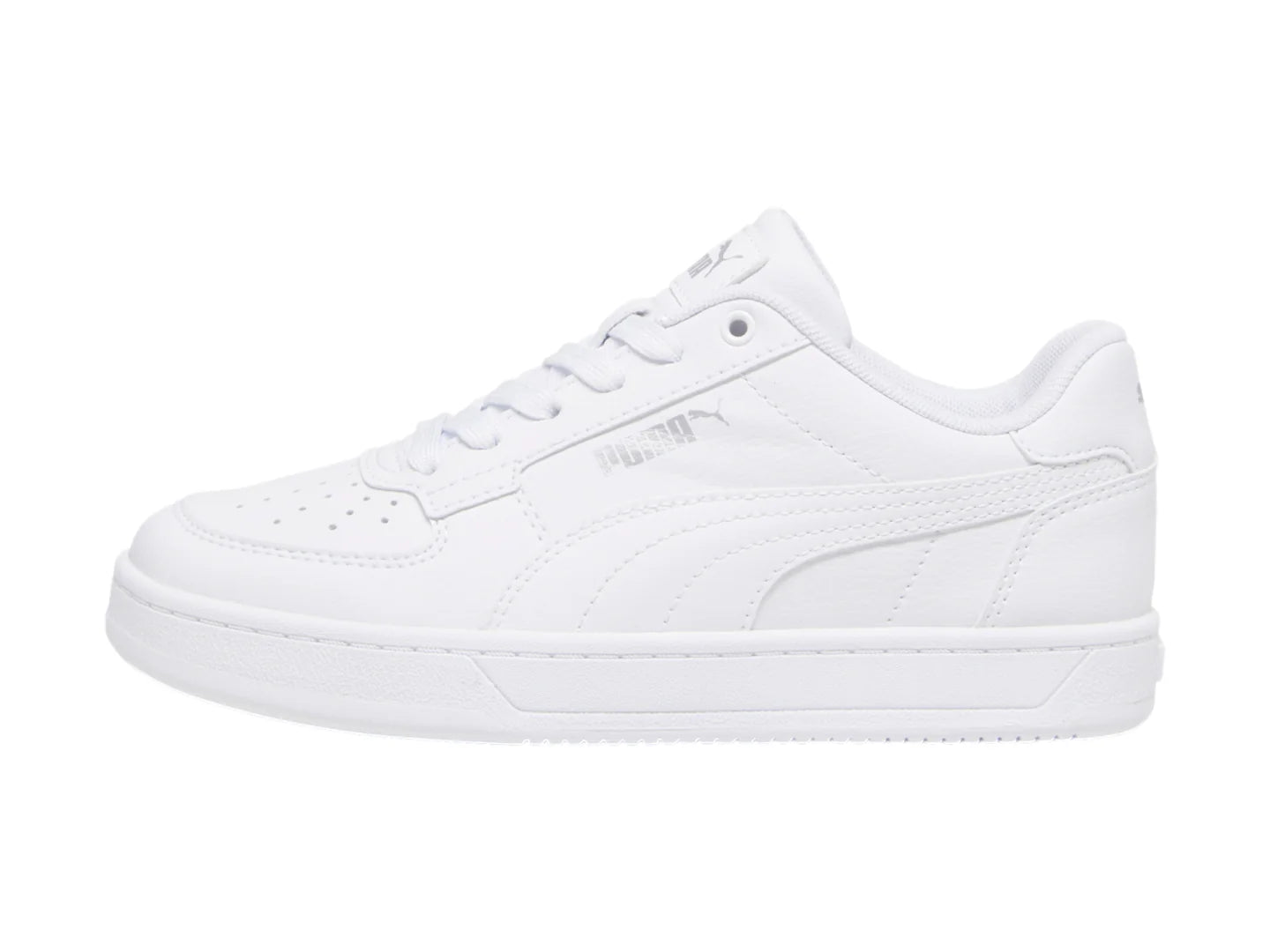 Tenis PUMA Caven 20 Blanco y Plata para Niño