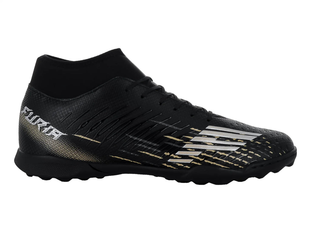 Tenis de Fútbol Furia 1515 Negro Plata y Oro para Hombre