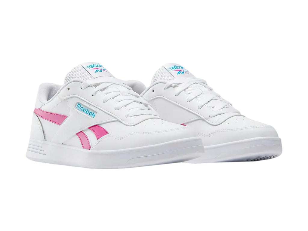 Tenis Reebok Court Advance Blancos con Rosa y Azul para Mujer