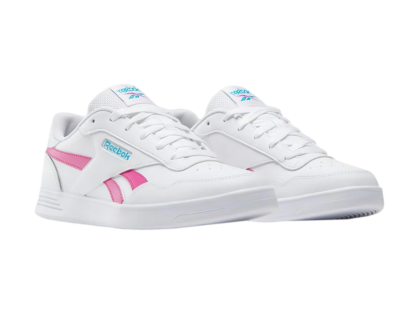 Tenis Reebok Court Advance Blancos con Rosa y Azul para Mujer