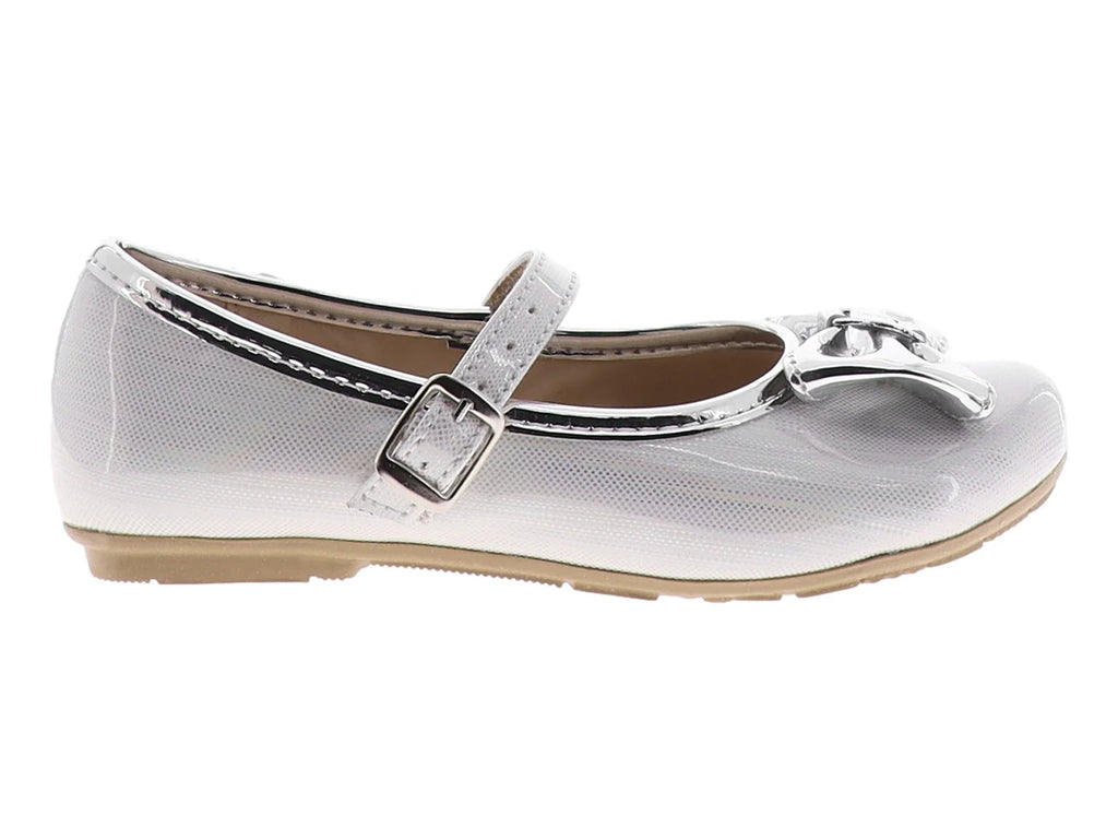 Zapatos SARELE de Charol Blanco y Plata para Niña