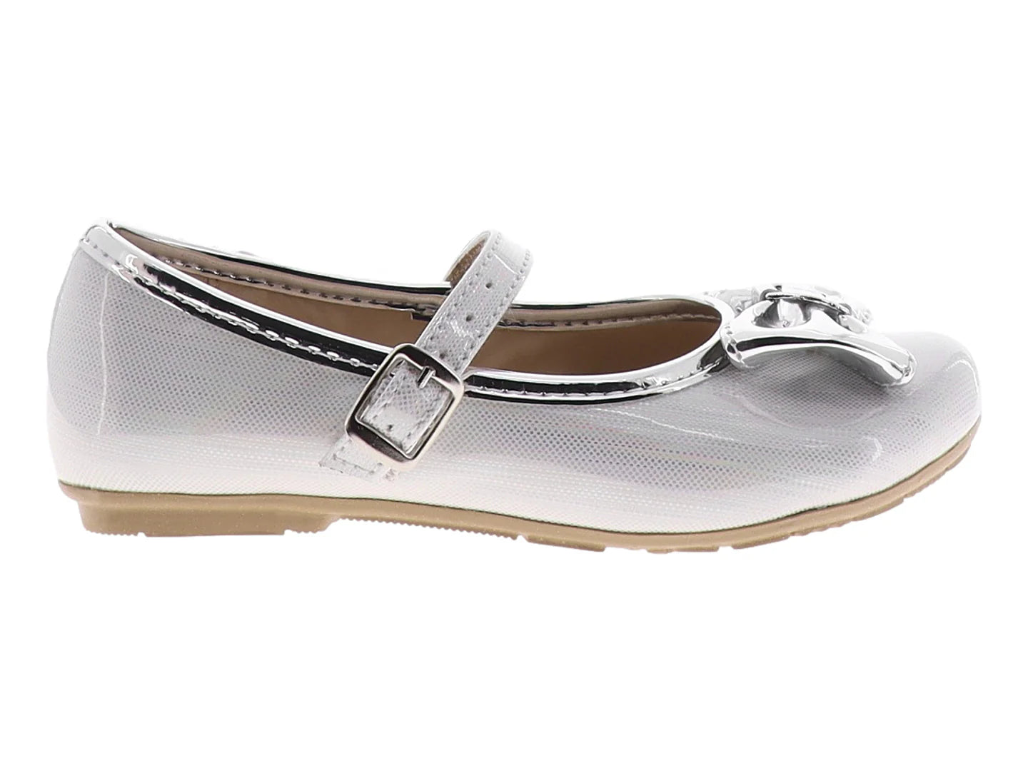 Zapatos SARELE de Charol Blanco y Plata para Niña