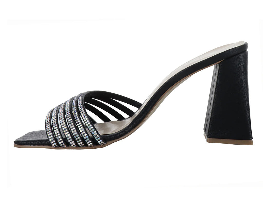 Sandalias ROZE Negro con Pedrería para Mujer