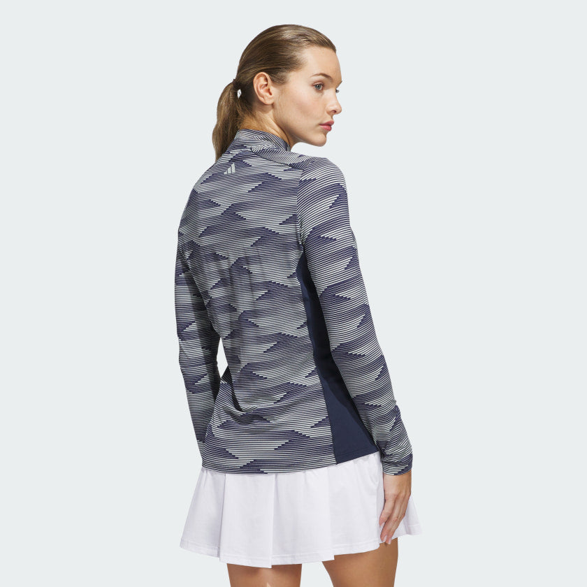 Women's adidas Ultimate365 Printed Quarter-Zip Mock Polo Shirt