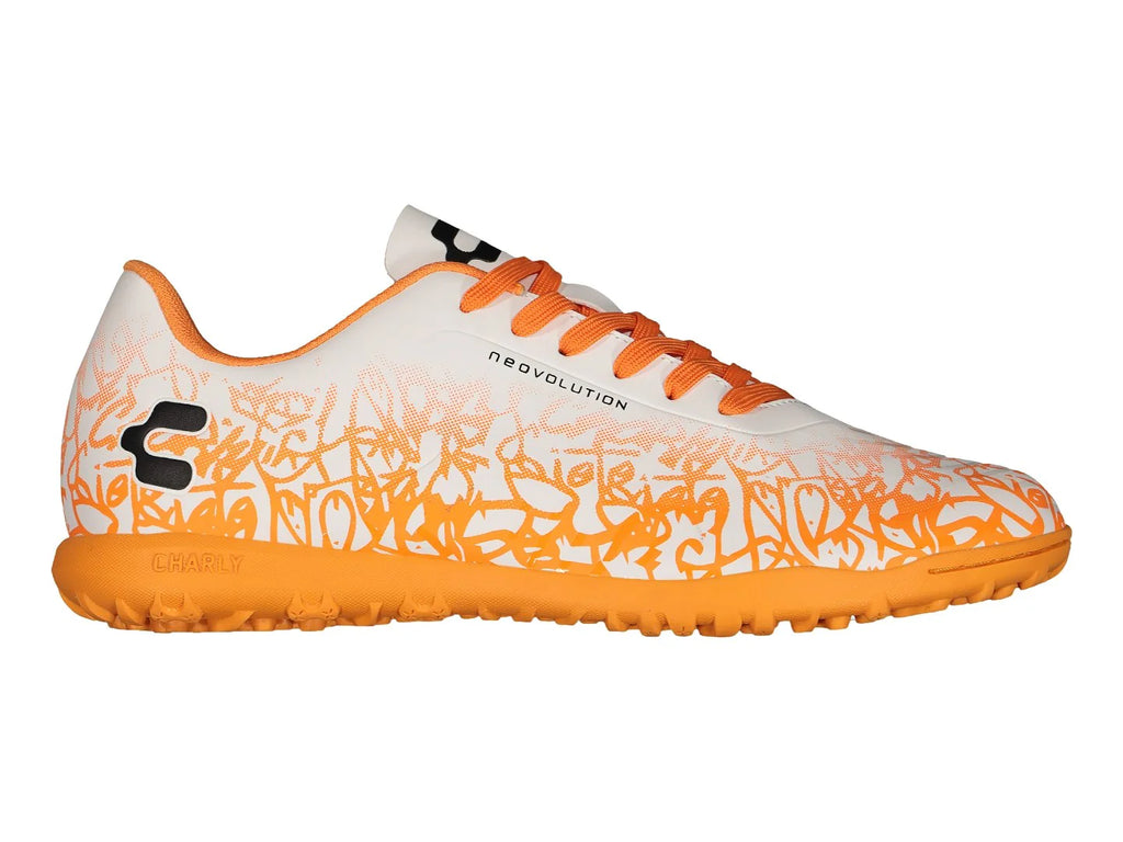 Tenis de Fútbol Charly Blanco y Naranja para Hombre