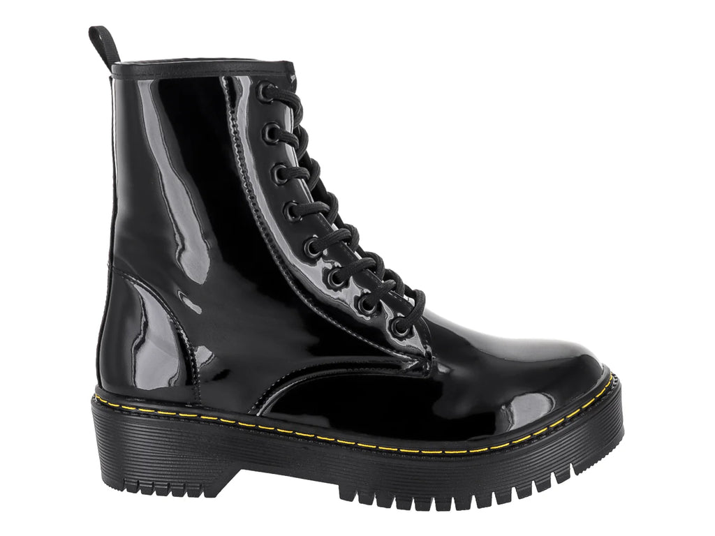Botas de Combate MELIANA Charol Negro para Mujer