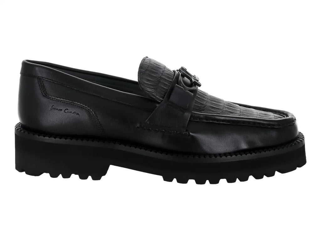 Zapatos Cuadra de Piel de Caimán Negro para Hombre