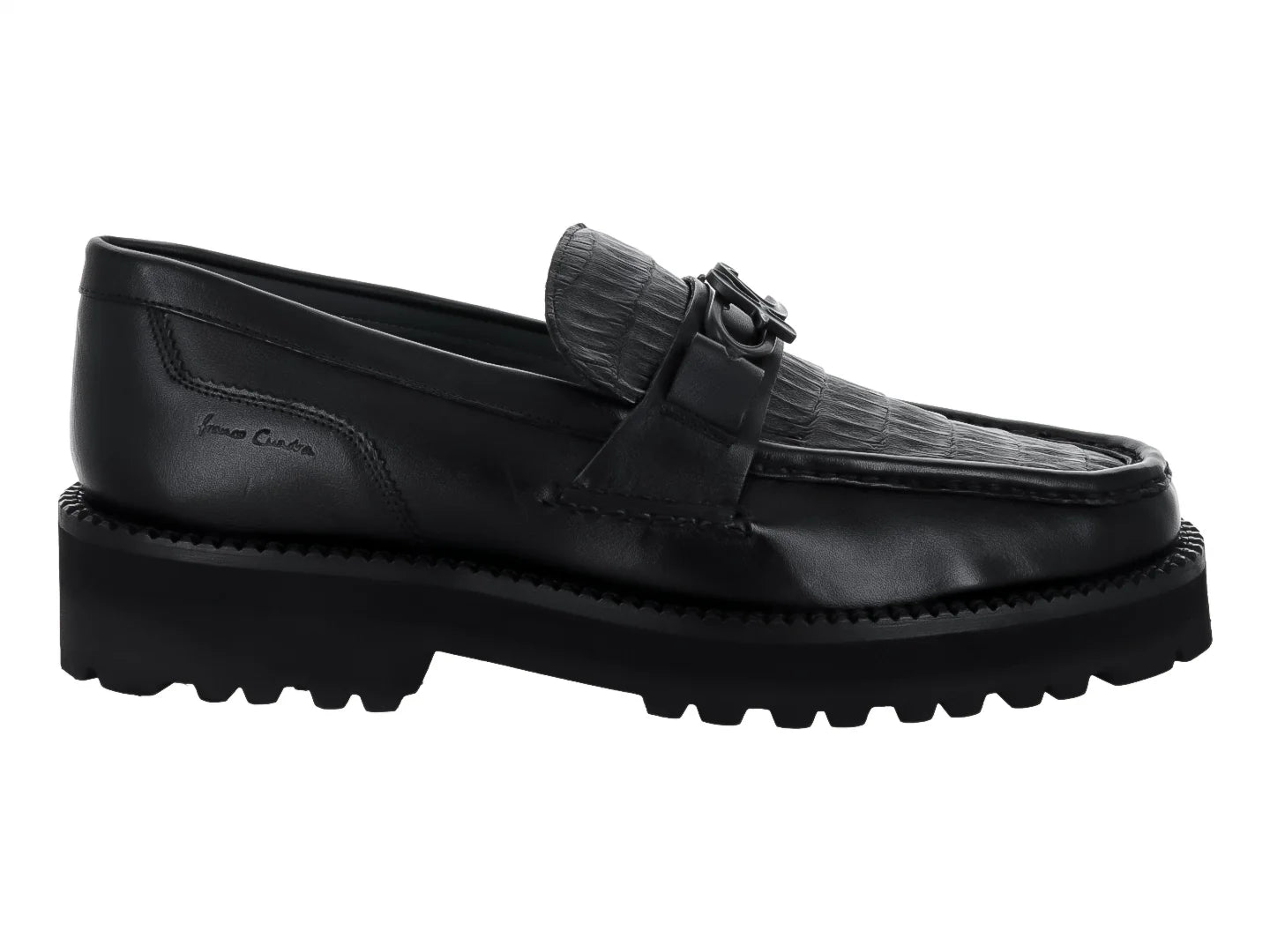 Zapatos Cuadra de Piel de Caimán Negro para Hombre