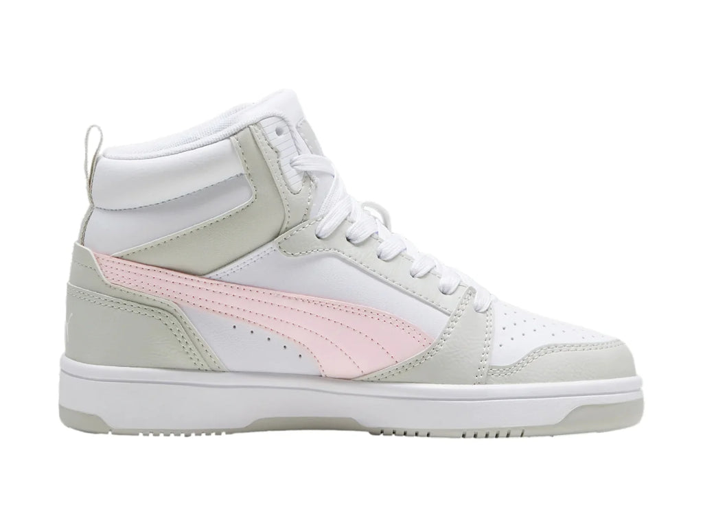 Tenis PUMA Rebound V6 Mid Blancos y Rosas para Niña