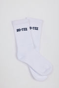 Ribbed Half-Crew Socks in White