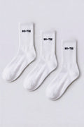 Ribbed Half-Crew 3-Pack Socks in White Pink