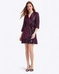 Jordan Long-Sleeve Wrap Dress in Sequins