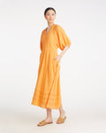 Chloe V-Neck Midi Dress in Crinkle Cotton