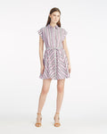 Phoebe Mini Shirtdress in Dotted Stripes Jacquard
