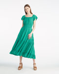 Berkeley Smocked Waist Midi Dress in Green
