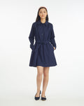 Ellie Pleated Shirtdress in Cotton Dobby