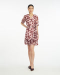Ella Short-Sleeve Mini Dress in Burgundy Magnolia