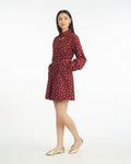 Lily Long-Sleeve Mini Dress in Burgundy Buds