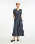 Hollie Midi Dress in Navy Textured Stripe