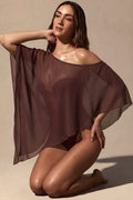 Sheer Poncho in Espresso Brown